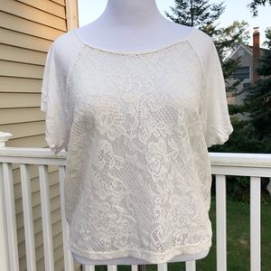 Hearts Floral Lace Cream Top